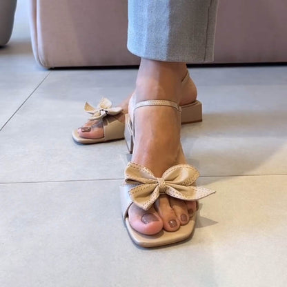 Chunky Heel Bow Sandals