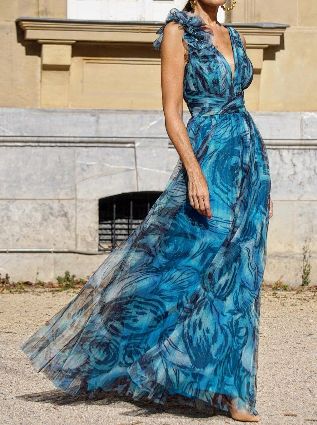 Multi-layered Blue Long Dress