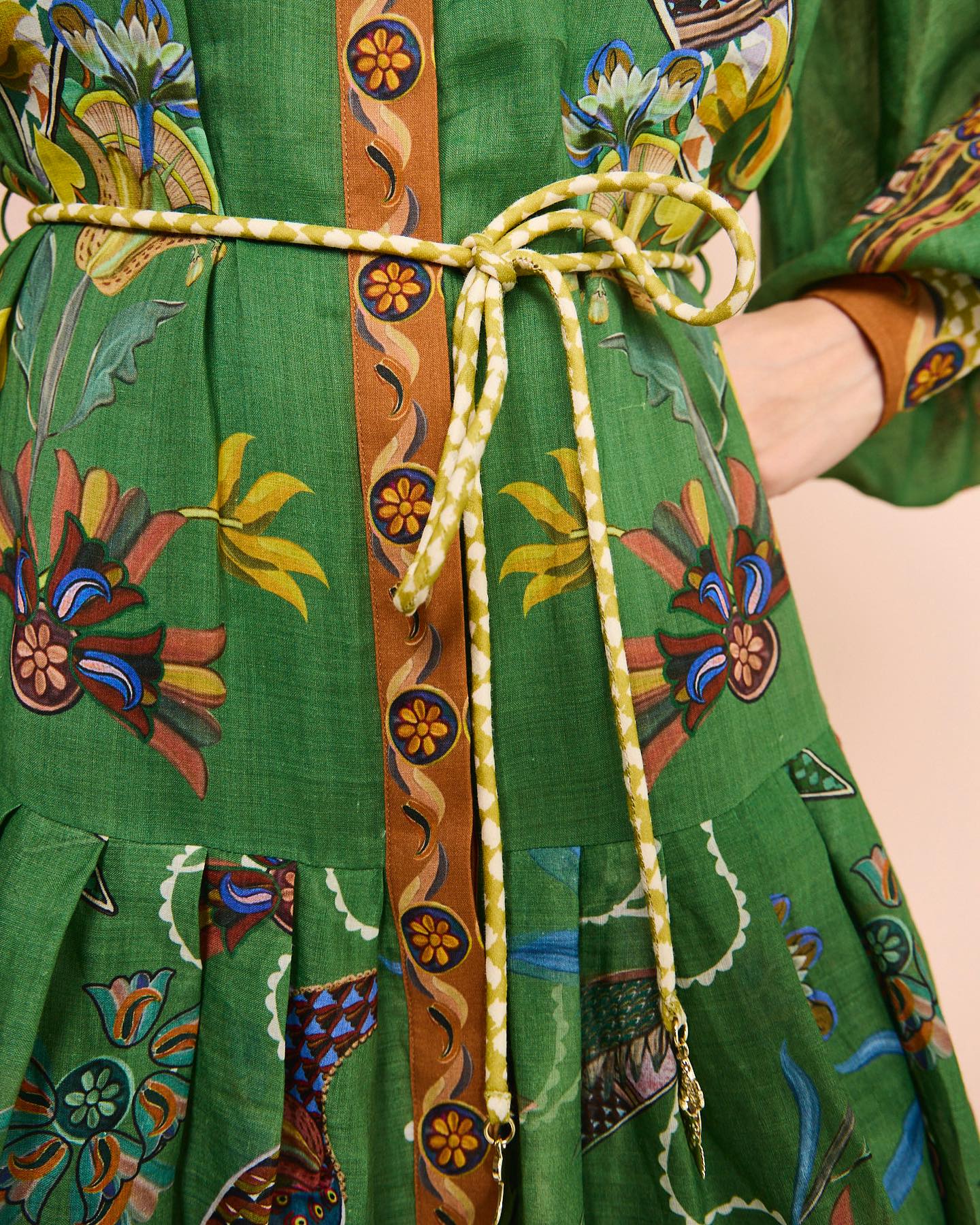 Green vintage peacock dress