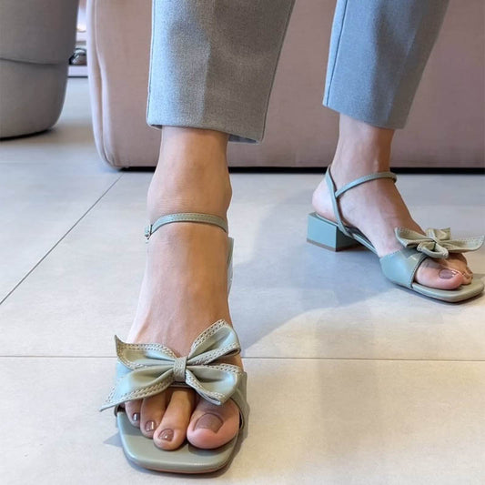 Chunky Heel Bow Sandals