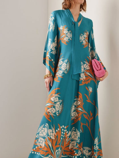 Gorgeous Printed Silk Twill Maxi Dress