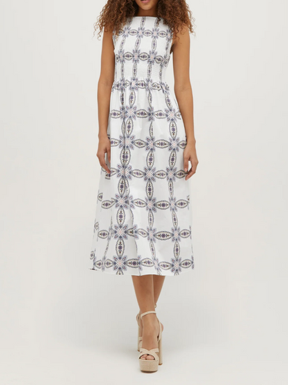 Cosima Black And White Printed Sleeveless Dress