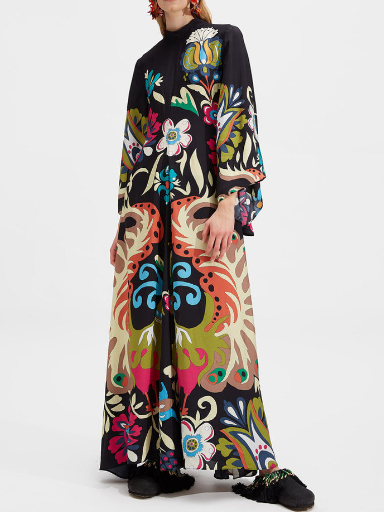 Gorgeous Printed Silk Twill Maxi Dress