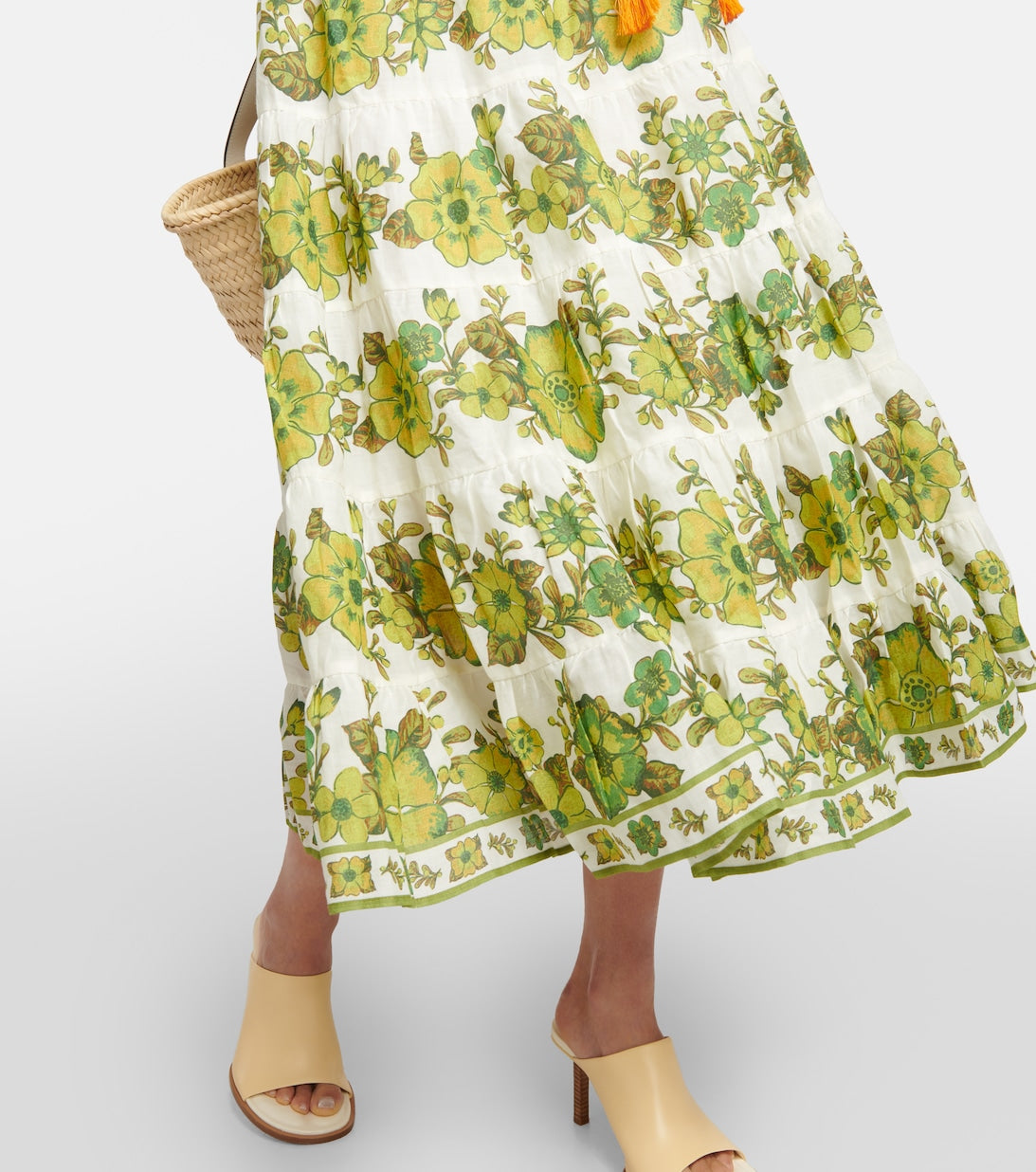 Digital Print Puff Sleeve Midi Dress