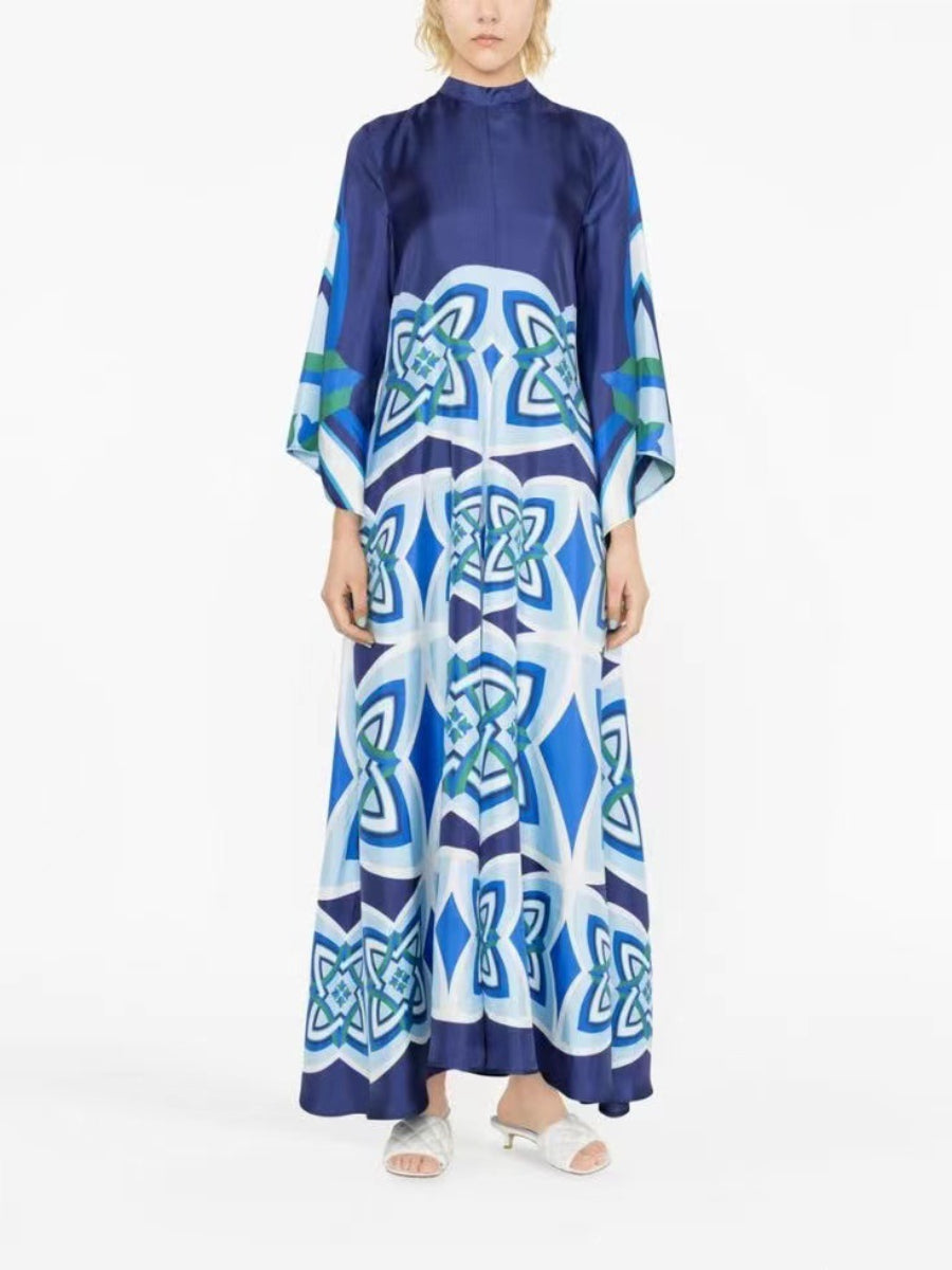 Gorgeous Printed Silk Twill Maxi Dress