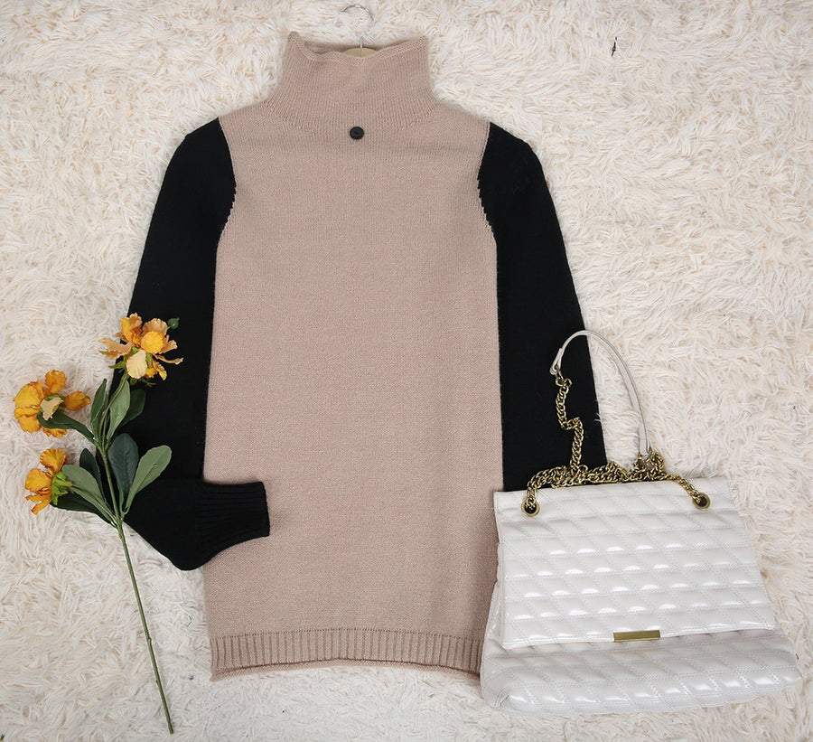 Mod Color Block Turtleneck Sweater