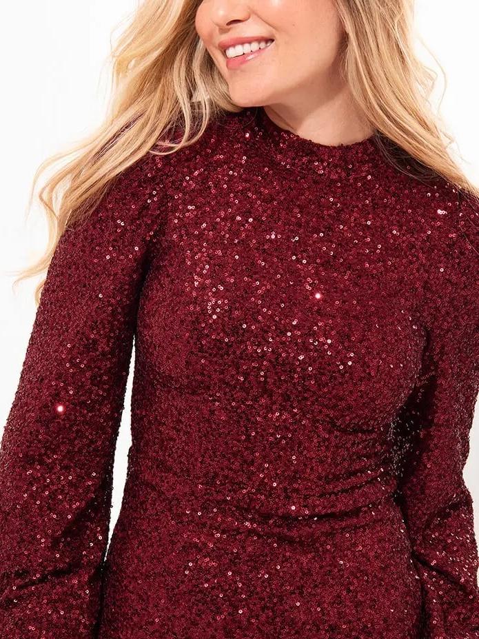 Red Sequin Prom Dress