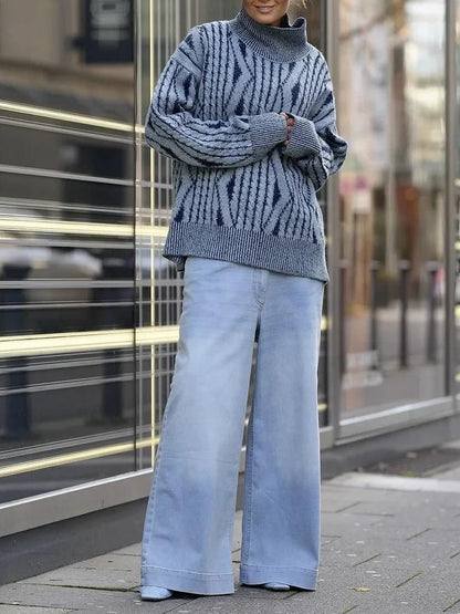 Blue Vertical Striped Sweater