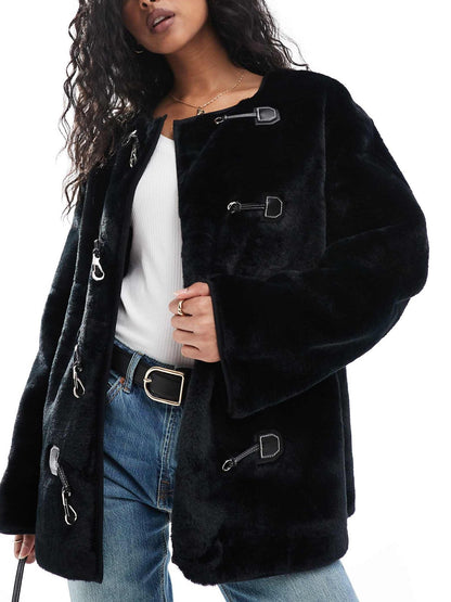 Faux Fur Jacket In Black