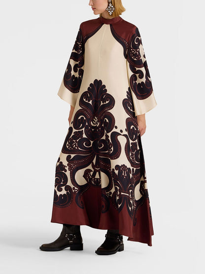 Printed Long Sleeves Reversible Maxi Dress