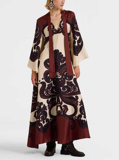 Printed Long Sleeves Reversible Maxi Dress