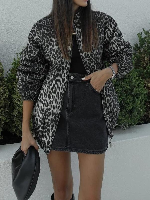 Gray Leopard Print Jacket