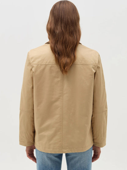 Beige Short Jacket With Collar In Corduroy