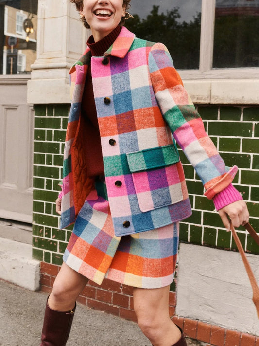 Wool Check Coat