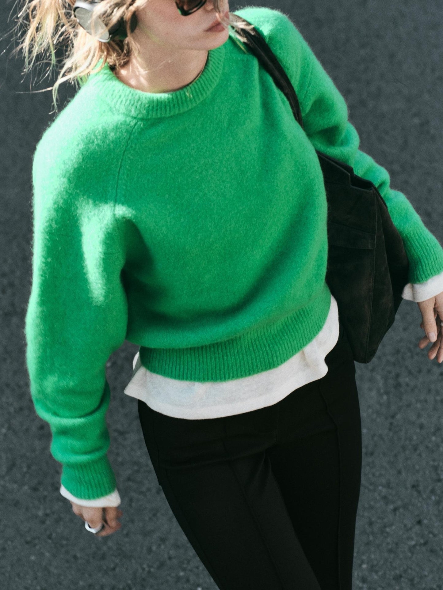 GREEN SOFT KNIT SWEATER