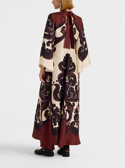 Printed Long Sleeves Reversible Maxi Dress