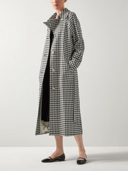 Black & Cream Gingham Virgin Wool Trench