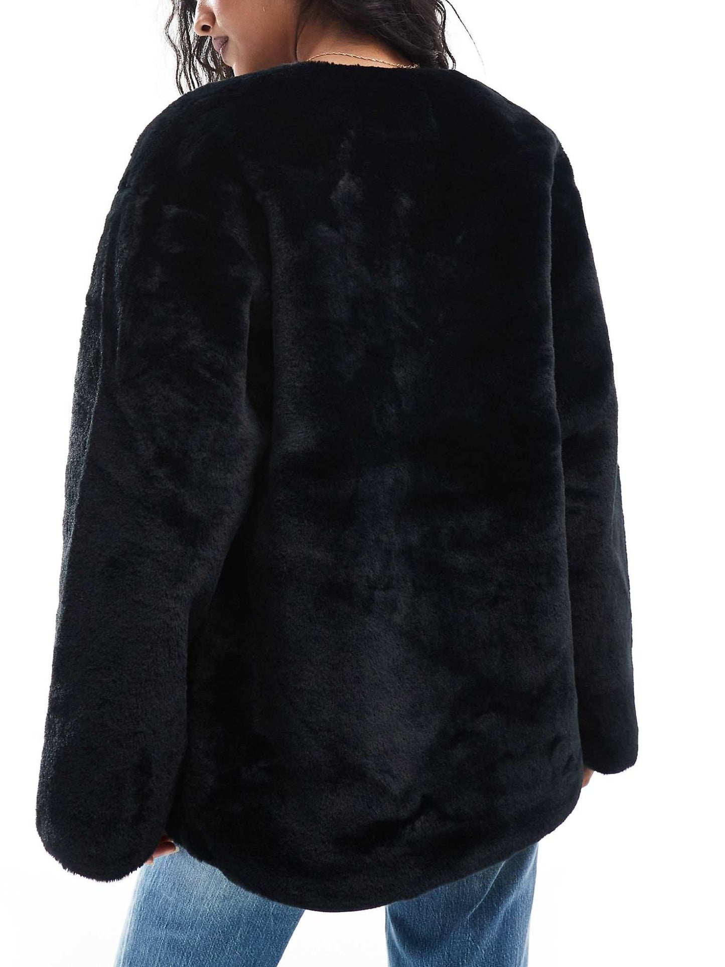 Faux Fur Jacket In Black