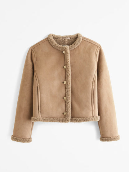 Winterized Collarless Shearling Jacket