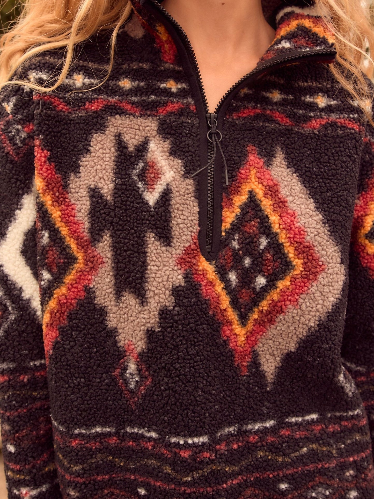 Black/Brown Abstract Print Cosy Fleece