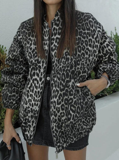 Gray Leopard Print Jacket