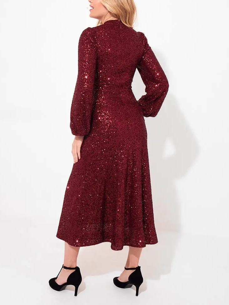 Red Sequin Prom Dress