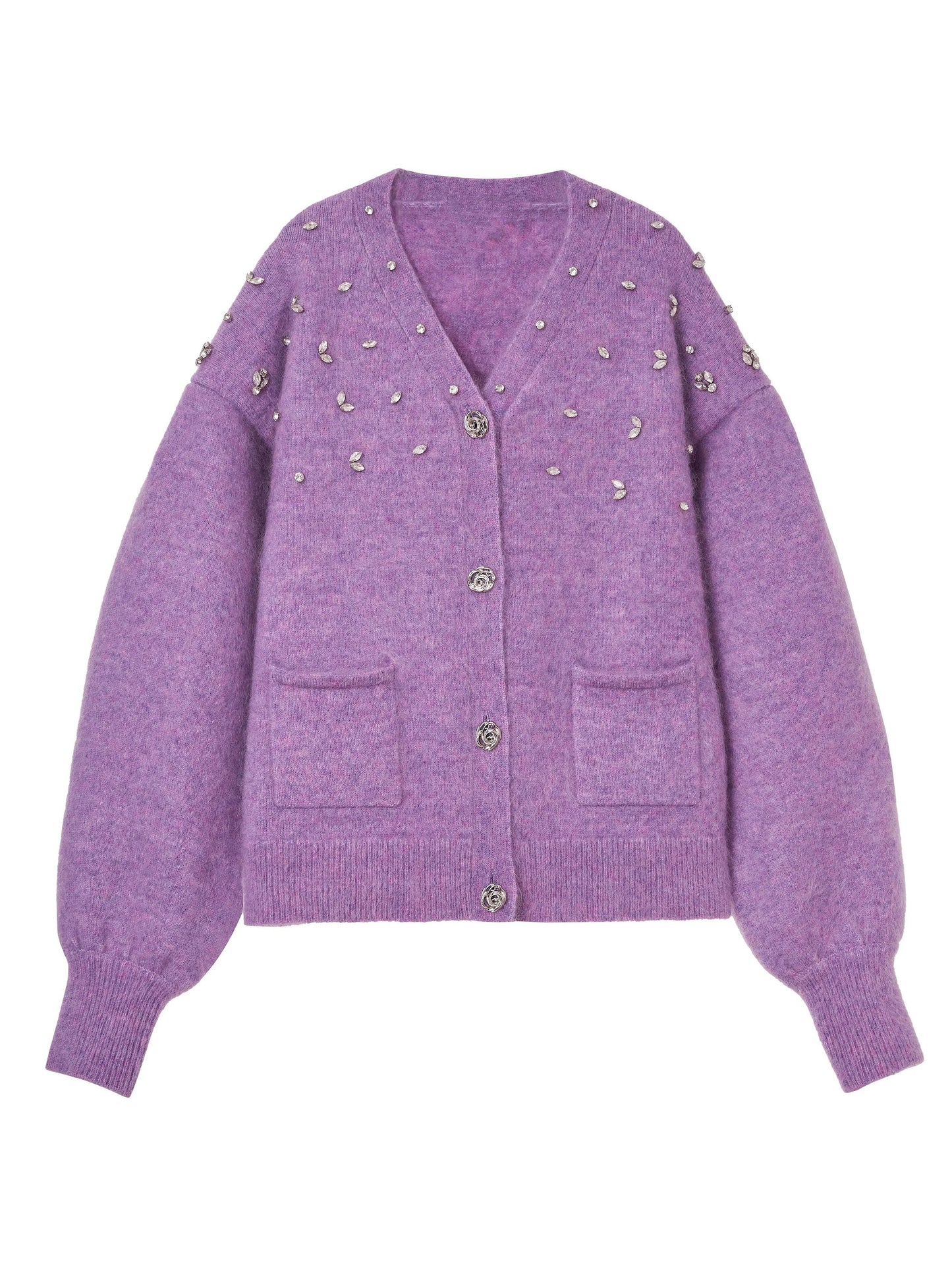 PURPLE FUZZY CARDIGAN