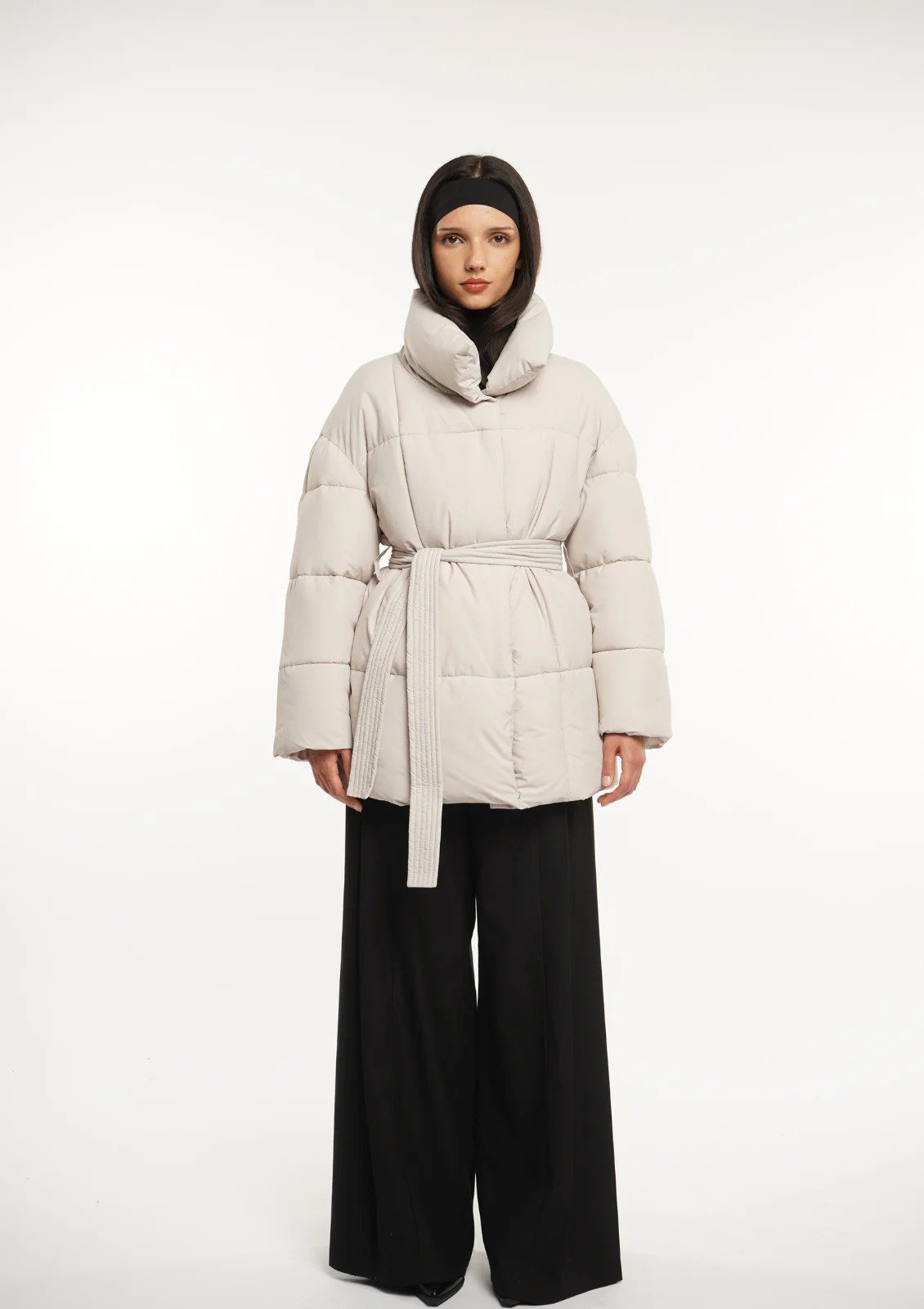 Mid Length Belted Puffer Jacket