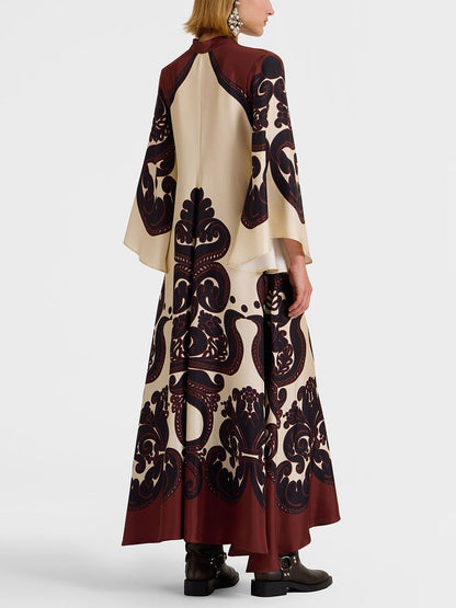 Printed Long Sleeves Reversible Maxi Dress