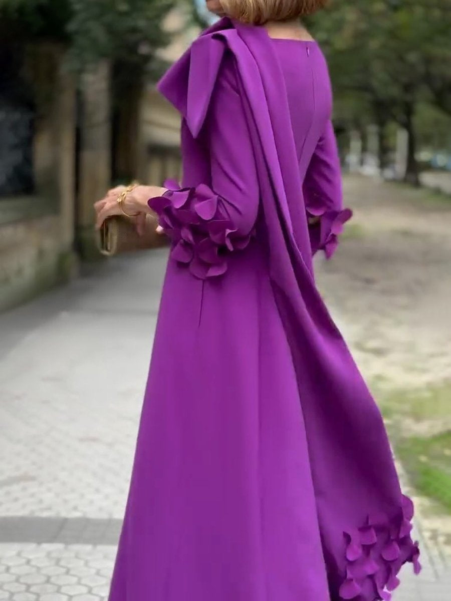 Elegant Split Hem Long Sleeve Party Dress