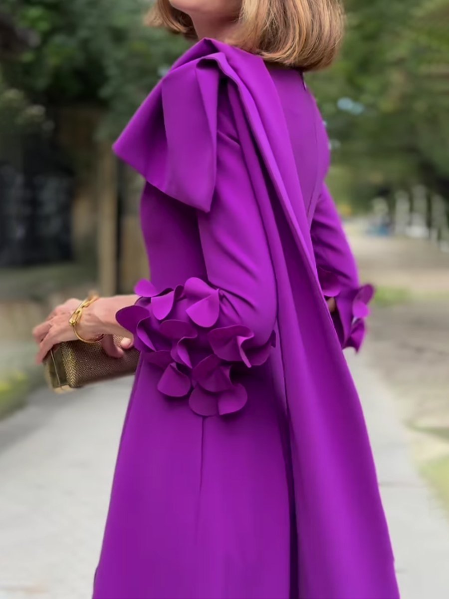 Elegant Split Hem Long Sleeve Party Dress