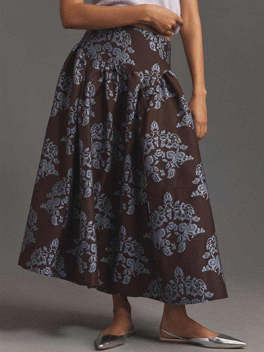 Fashion High Waist Printed Midi Skirt