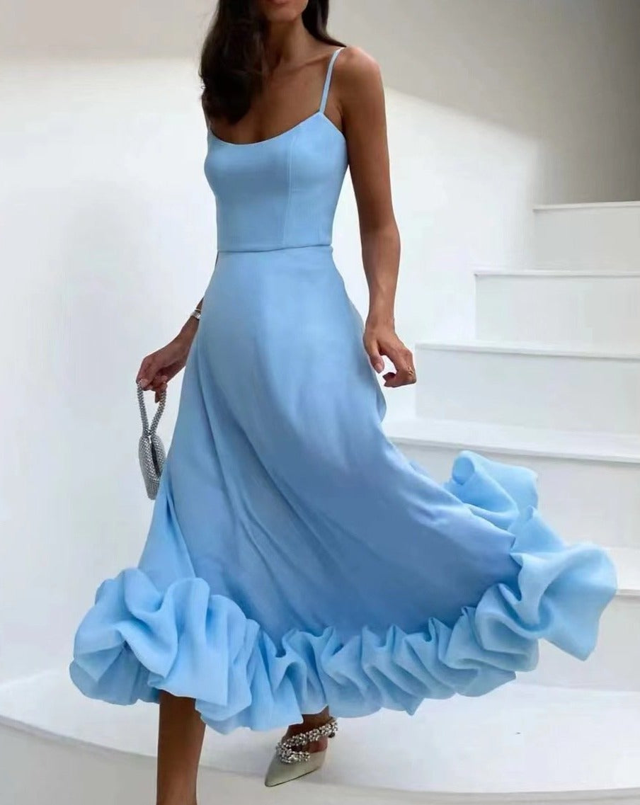 Flounce Bustier Midi Dress