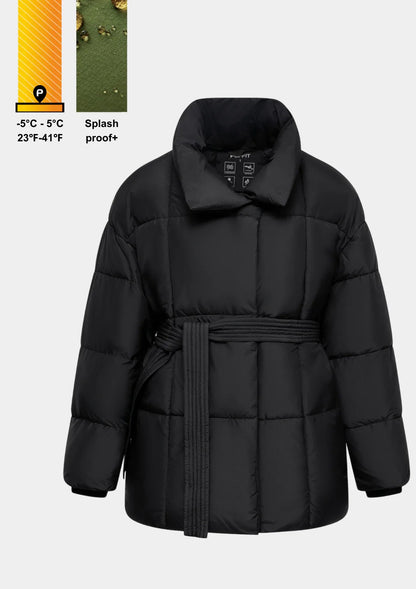 Mid Length Belted Puffer Jacket