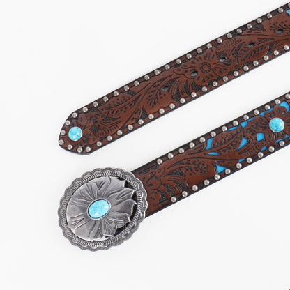 Boho Turquoise Embossed Belt