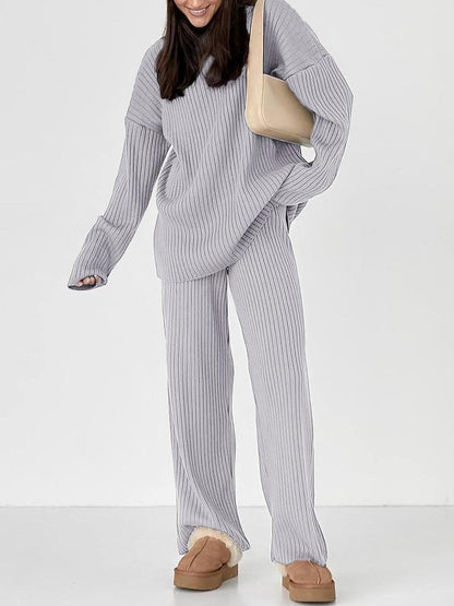 Turtleneck Long Sleeve Knitted Sweater Set