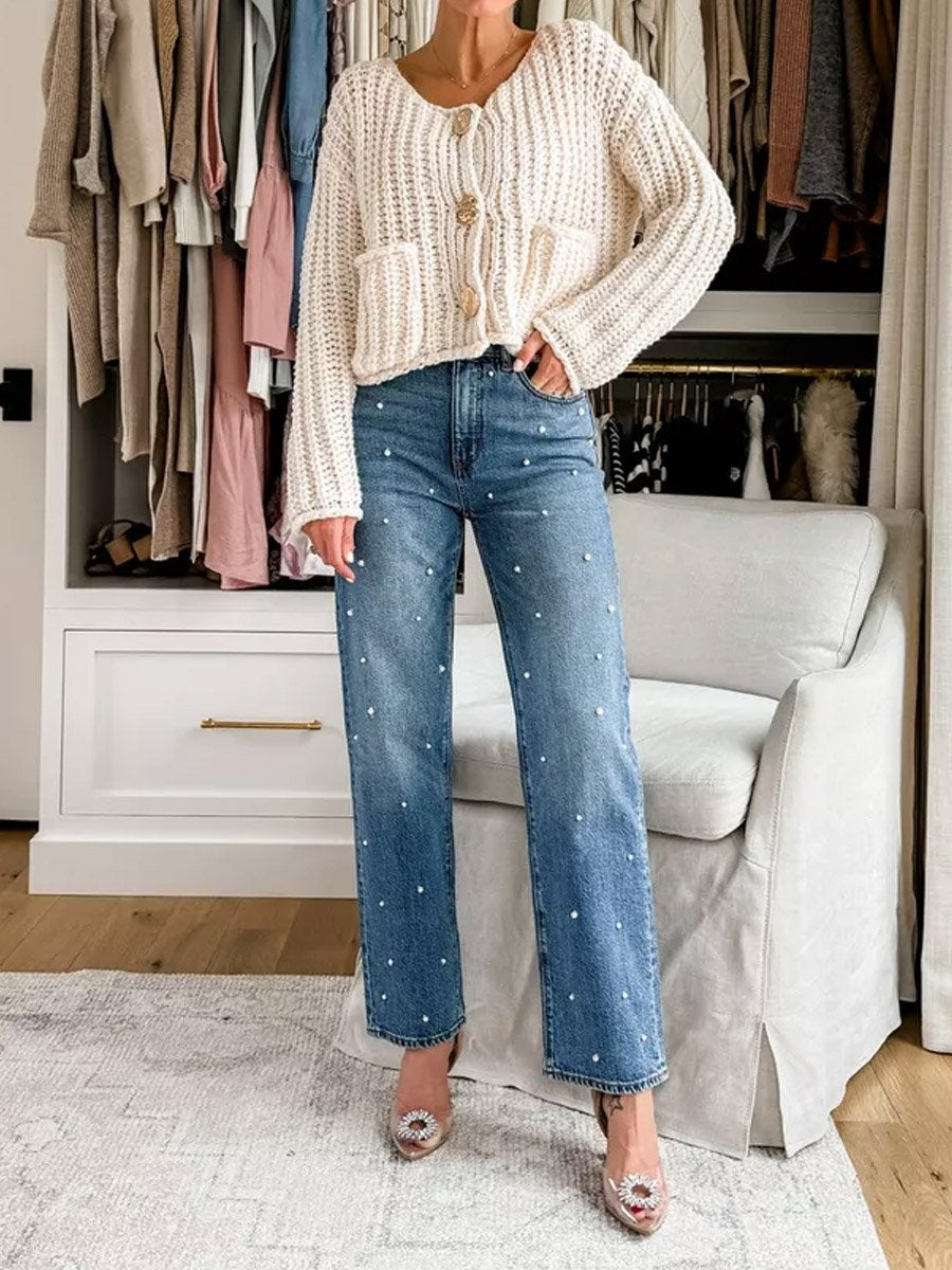 Pearl High Rise Straight Jeans