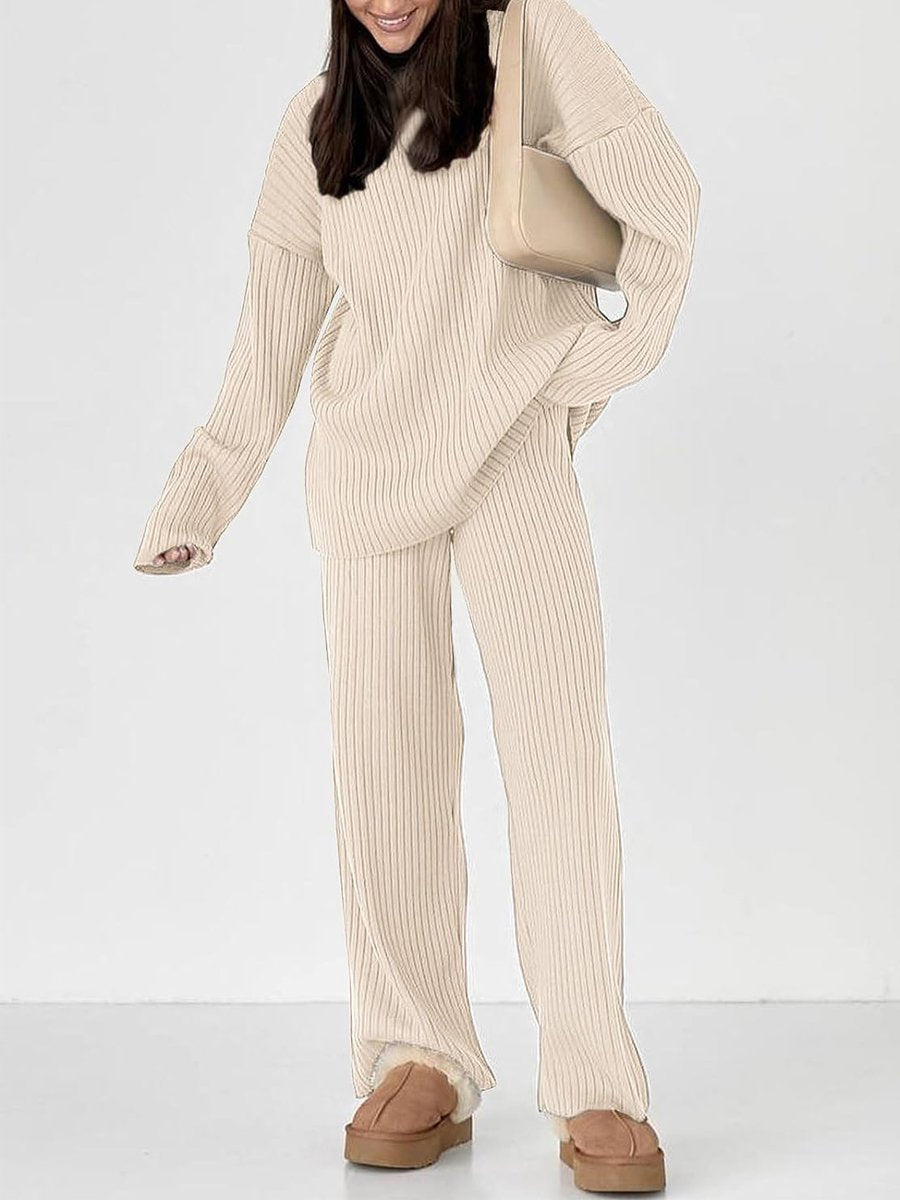 Turtleneck Long Sleeve Knitted Sweater Set