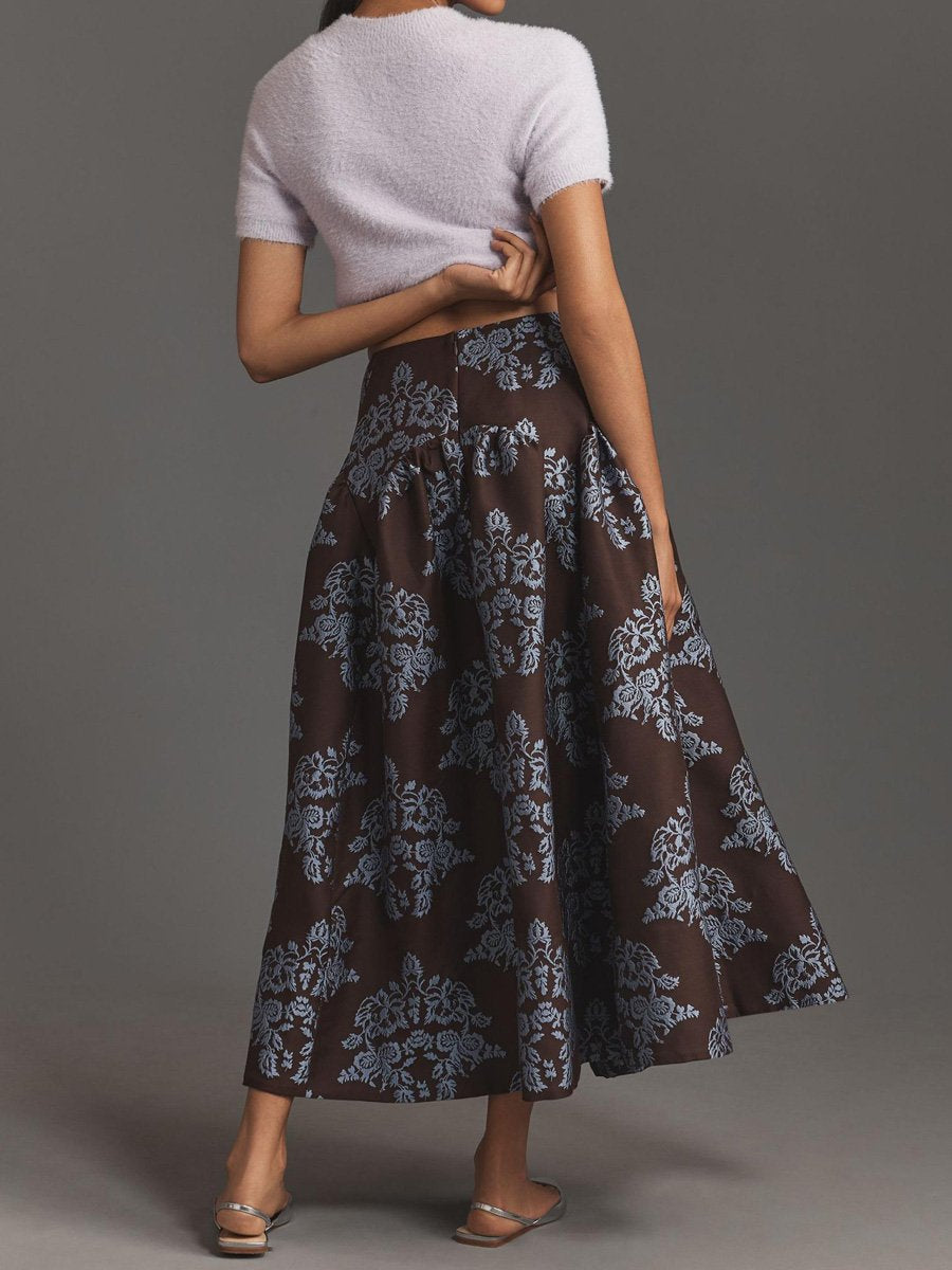 Fashion High Waist Printed Midi Skirt