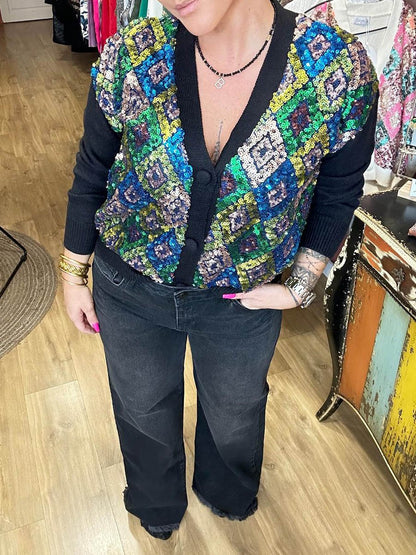 Sequin Patchwork Cardigan