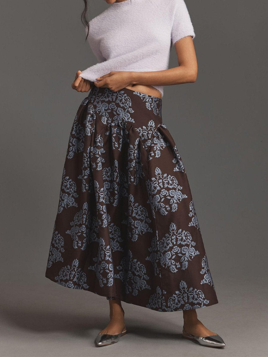 Fashion High Waist Printed Midi Skirt