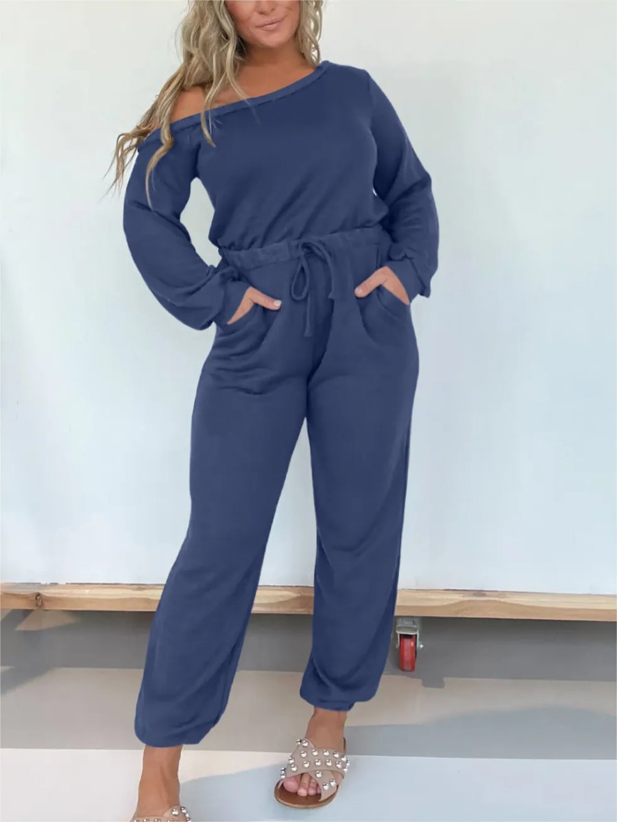 One Shoulder Solid Jumpsuit