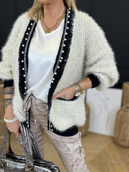 Elegant Beaded Knit Cardigan