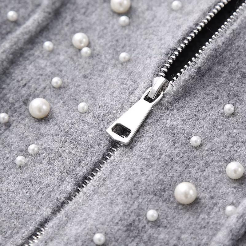 Faux Pearl Bomber Jacket