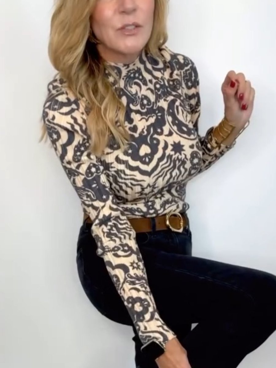 Fashion Soft Print Long Sleeve Top