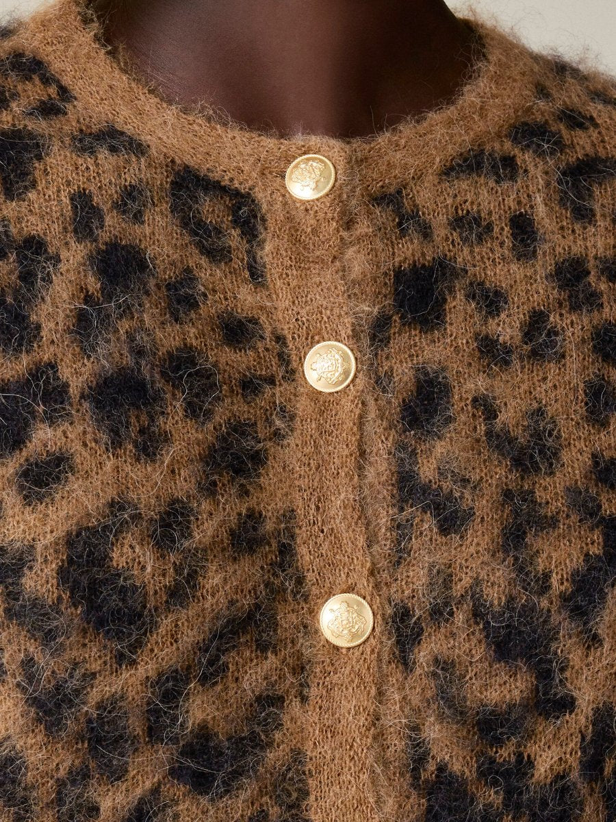 Brushed Sweater Lady Jacket In Leopard Print