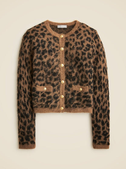 Brushed Sweater Lady Jacket In Leopard Print